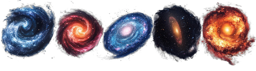 Fototapeta premium Vibrant and Diverse Spiral Galaxies in Outer Space