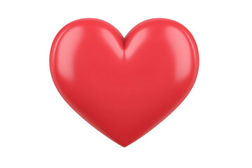 Red heart love symbol glossy 3D illustration isolated on transparent background romantic shiny smooth emotional happiness affection valentine