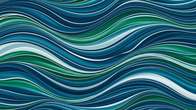 Abstract Fluid Art - Swirling Waves of Blue and Green.
