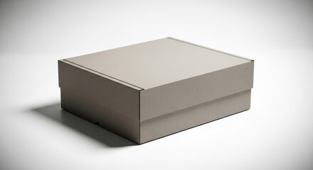 Obraz premium A simple closed cardboard packaging box isolated on a white studio background, ideal for e-commerce, shipping, and branding