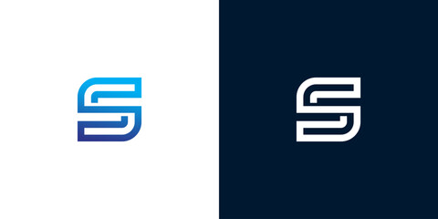 Modern and elegant abstract letter S monogram design composed of two parallel lines, suitable for a corporate brand identity