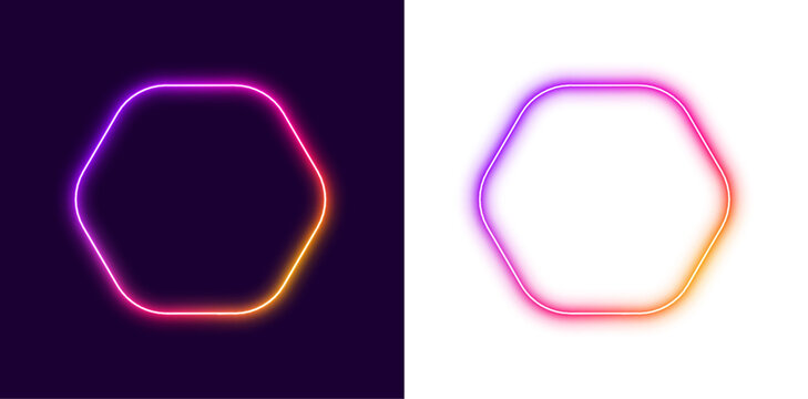 Futuristic neon triangle frame glowing in pink and purple. The shape floats over a dark gradient background. Perfect for modern digital banners and text.