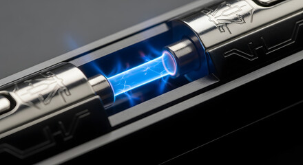 Futuristic Plasma Core in Sleek Metal Device High Tech Energy Concept