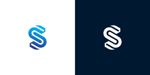 Modern S Letter Logo Design Abstract Icon in Blue and White Colors for Branding
