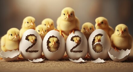 Cute Chicks and Easter Eggs - Adorable chicks emerging from Easter eggs, representing a new beginning and springtime cheer