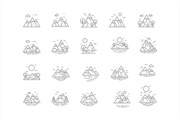 Mountain Range Outline Icon Set