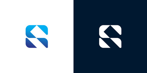 Futuristic and minimalist letter S logo design. Clean geometric shapes form an iconic initial S symbol for technology or business branding