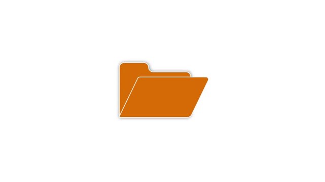 Simple orange folder icon with a white outline and shadow on a white background