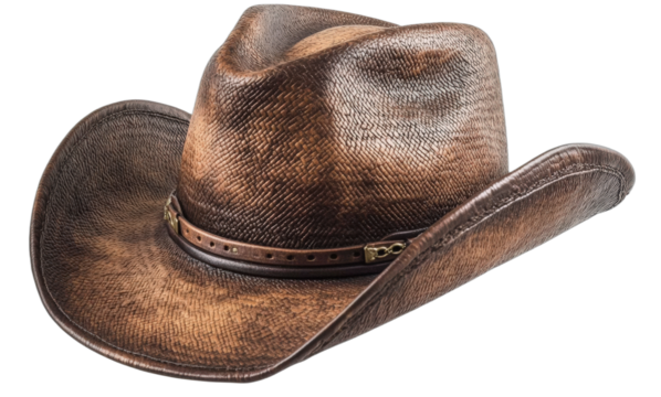 Vintage brown cowboy hat with wide brim for outdoor activities