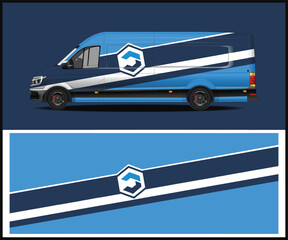 Blue van mockup with custom branding for advertising and marketing © Vector Result