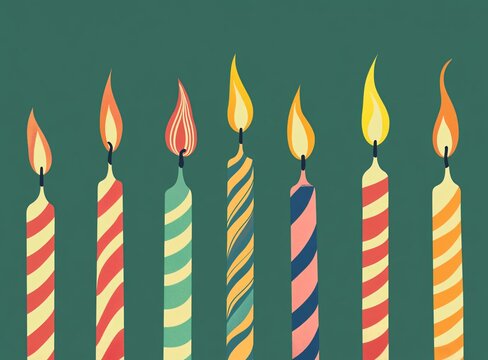 Celebrate with vibrant retro candles, a perfect touch for birthday wishes, party invitations, and warm holiday greetings with vintage charm