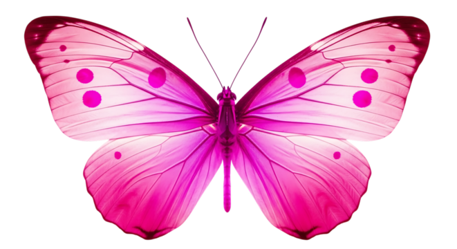 Pink butterfly with spots isolated on transparent background - Powered by Adobe