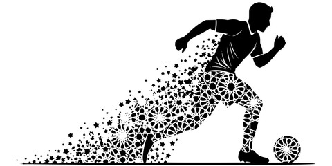 Dynamic Soccer Player Zellij Pattern Silhouette AFCON 2025