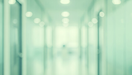 Quiet tones and softened edges shape the corridor into a calm visual experience, presenting a modern interior space with glass dividers and gentle, uniform lighting.
