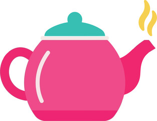 Hot pink teapot with steam icon