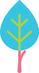 Vibrant blue leaf icon simple nature vector art
