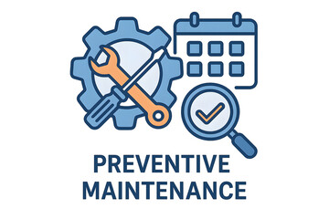 Preventive maintenance with tools and calendar icon for the concept of scheduling service.