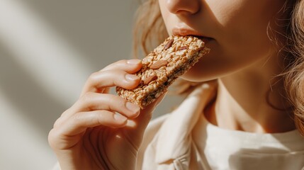 Healthy Grain Bar Snack – Close-up Bite