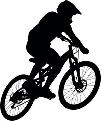 Silhouette of mountain biker on trail