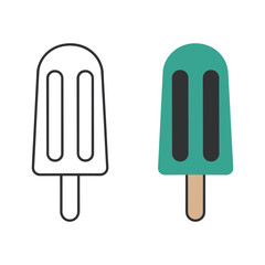 Popsicle icon, outline and teal color ice pop design