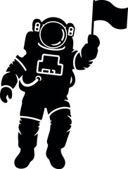 Astronaut holding flag silhouette