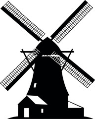 Fototapeta premium Vintage dutch windmill silhouette icon