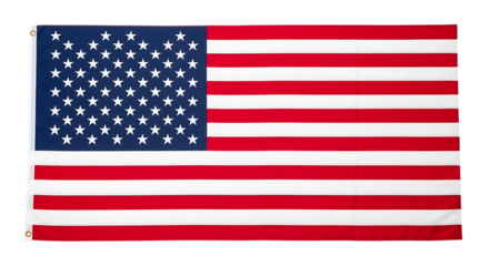 American flag waving with stars and stripes isolated on transparent background