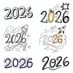 2026 Thick Outline Doodle Numbers