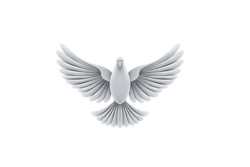 Obraz premium White dove bird flying wings peace freedom symbol isolated animal spirituality hope purity elegant nature calm serene graphic illustration design minimal clean soft gentle feather flight wildlife