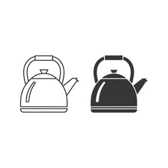 Kettle icon set. outline and solid simple graphic symbol vector