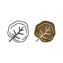 Two spinach leaf icons, outline and filled, healthy vegetable