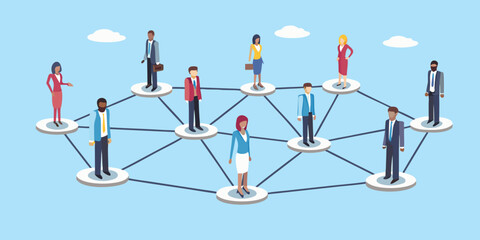 Diverse business people connected in a network