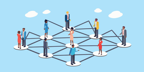 Diverse business people connected in a network