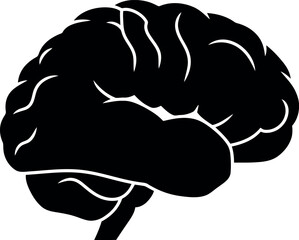 Black brain silhouette symbol of thought intelligence