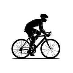 Obraz premium Professional cyclist in racing gear riding a road bicycle silhouette isolated on white background