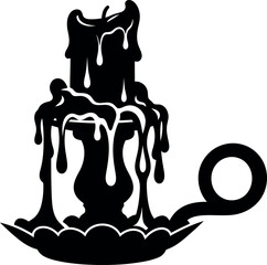Melting candle silhouette gothic candlestick icon