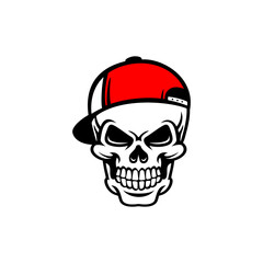 skull wearing a red hat