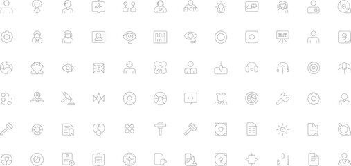 “Minimalist Line Art People & Emotion Icons Set – 80 Outline Symbols for Communication, Feelings, Reactions, Profiles & Social Media Design”