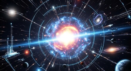 Cosmic explosion in deep space illustrating scientific concepts and technology