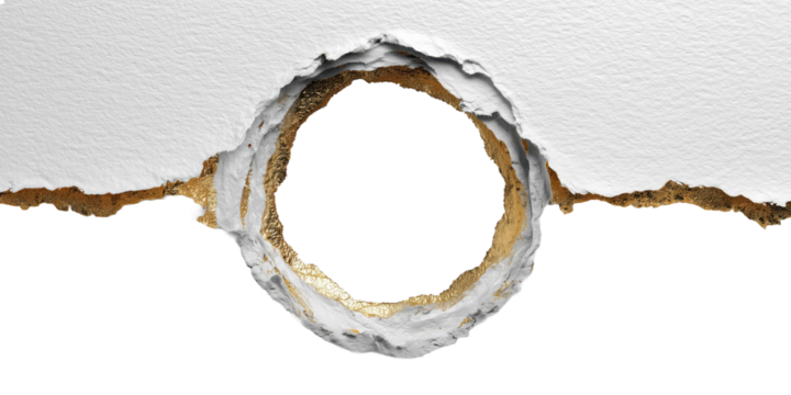 Breach of the Wall: A close-up view reveals a gaping hole in a wall, its edges jagged and torn, a visual metaphor for overcoming obstacles or breaking through barriers. 