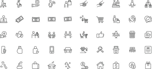“Minimalist Business & Commerce Line Art Icon Set”