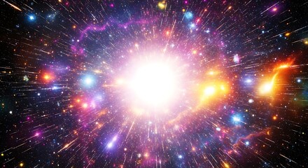 Cosmic explosion in vibrant colors representing the universe and space
