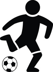 Minimalist Soccer Player Icon – Black and White Football Silhouette Illustration | Sports, Athlete, Game Symbol