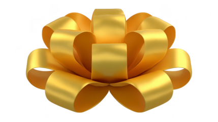 Golden ribbon bow shiny decorative loop festive and elegant perfect for gift wrapping celebration party or holiday decoration isolated on transparency background