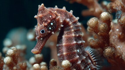 Seahorse underwater coral reef
