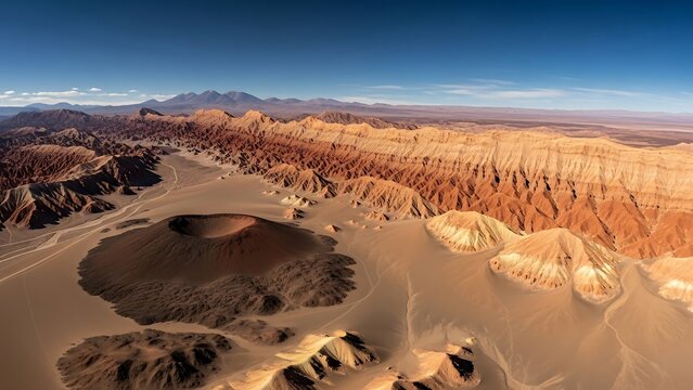 Panoramic view of the stunning Martian landscape in the desert.