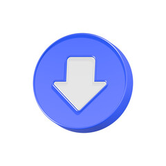 download button arrow down icon 3d rendering
