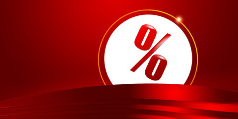 Red background illustration, podium discount, stage backdrop