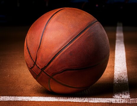 basketball on court close up