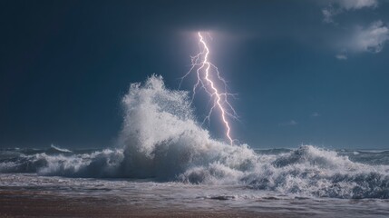 Stormy ocean lightning